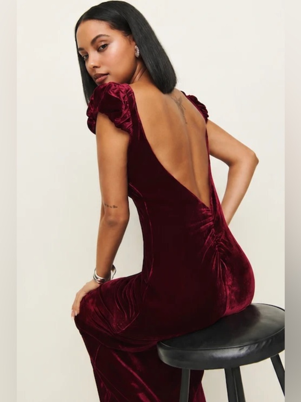 NWT Reformation Rhia Red Velvet Midi Dress Holiday Party Chianti Size 2